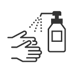 出勤時および定期的な手洗い・うがい・手指の消毒を実施しております。